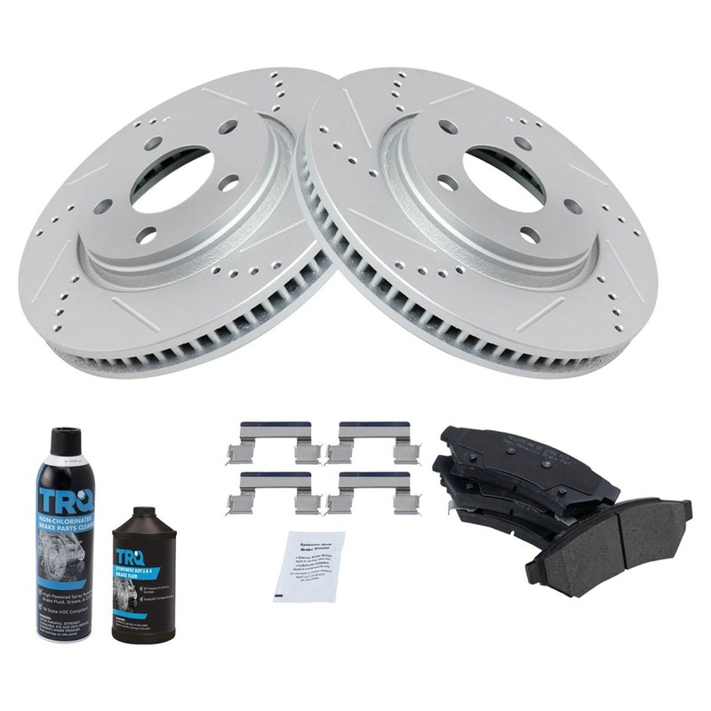 TRQ Performance Brake Rotor & & Metallic Pad Front Kit w/Chemicals gallery