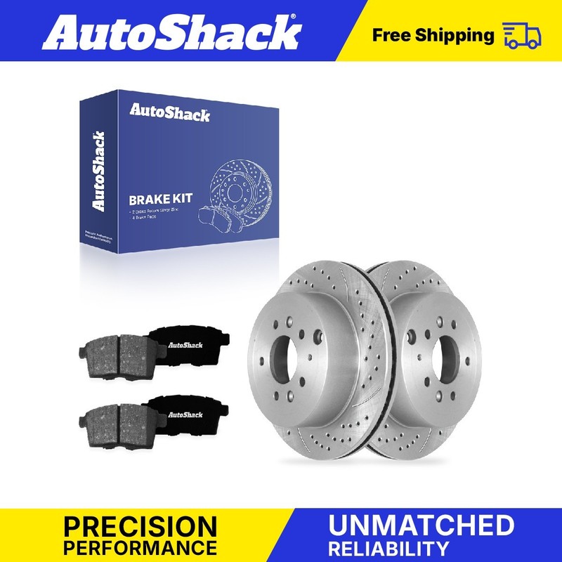 Rear Drilled Slotted Brake Rotors Premium Ceramic Pads for Mazda, CX-7 2007-2012