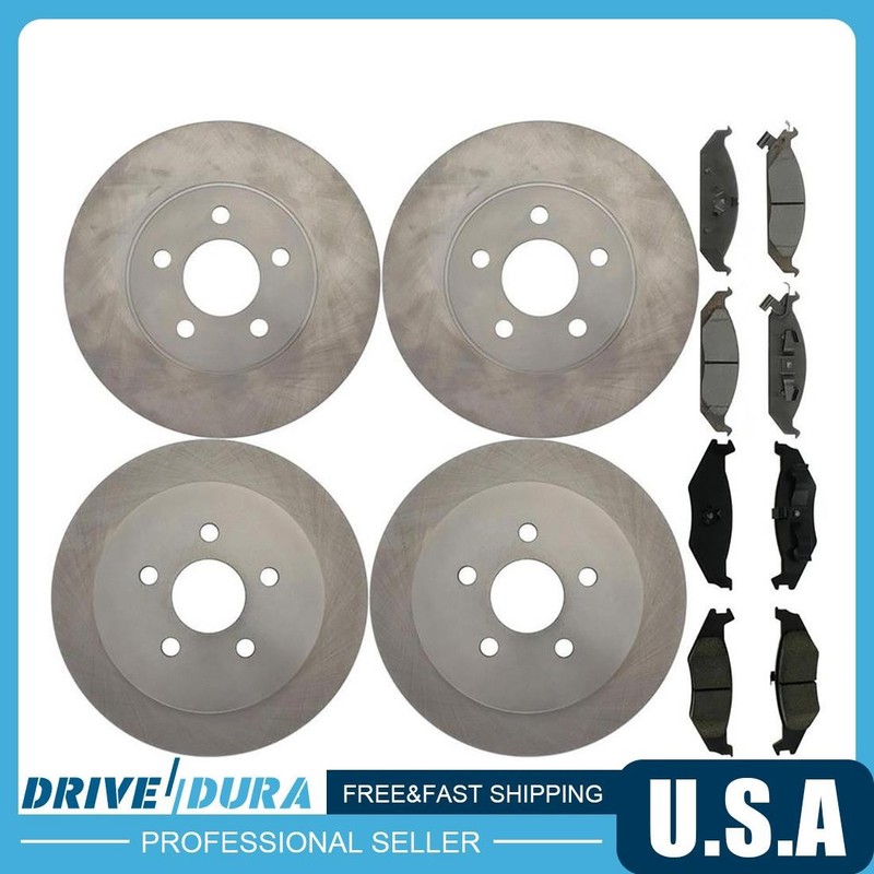Front & Rear Disc Brake Rotors Brake Pads Kit fits 1995-2000 Dodge Stratus