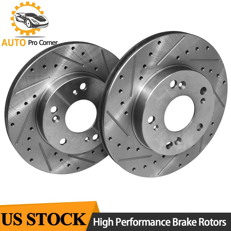 2x Front Drilled Brake Rotor for Honda Civic 2004-2011 CR-Z 2011-2015 Acura RSX