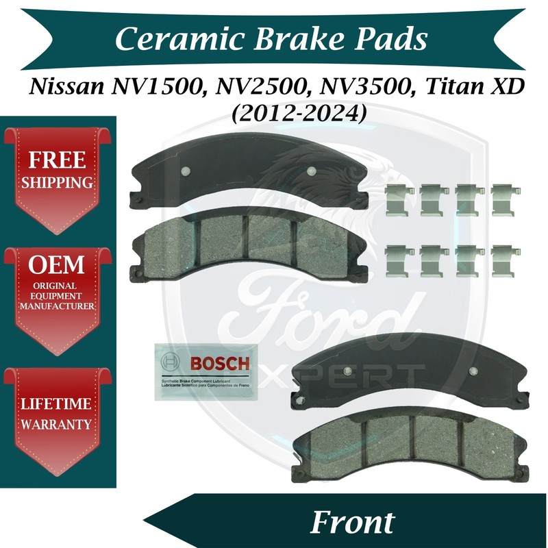 OEM Front Ceramic Brake Pads Kit For 2012-2024 NissanNV1500/2500/3500 Titan XD