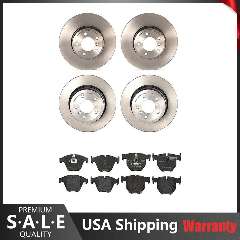 Front and Rear Brembo Brake Kit Disc Rotors Low-Met Pads Sensors For BMW E60 E61