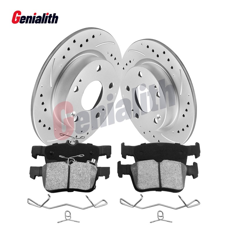 For 2016 – 2022 Honda Civic 260mm Rear Drilled Disc Rotors Ceramic Brake Pads