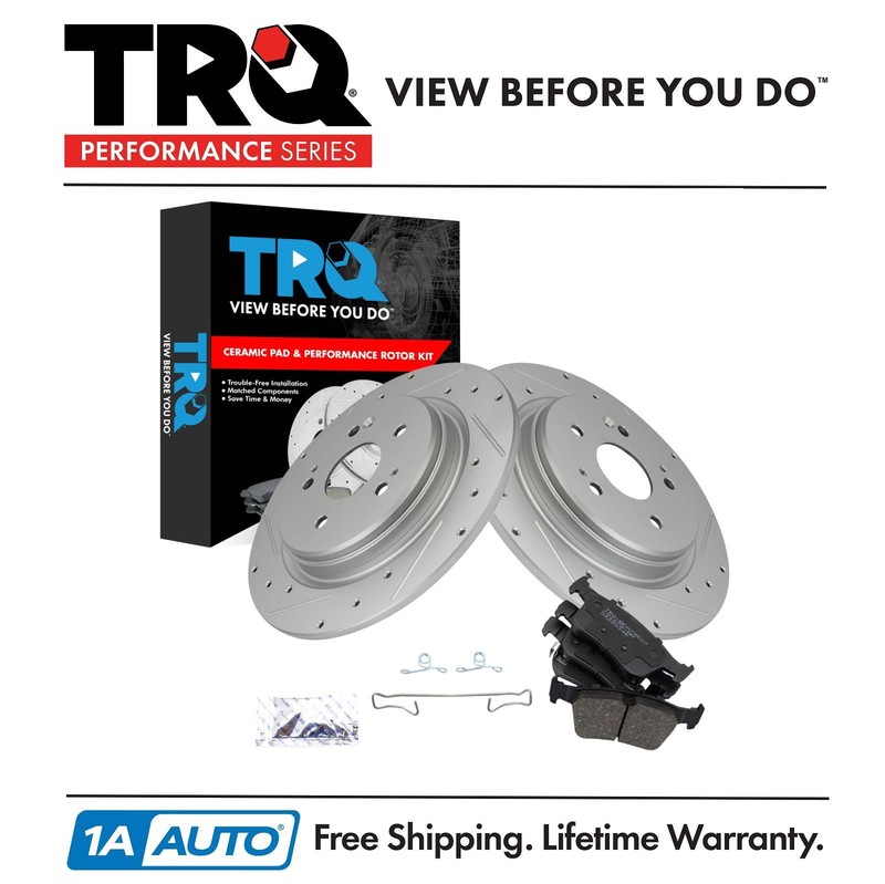 TRQ Performance Rear Brake Pad & Rotor Kit Ceramic Premium G-Coated Fits Acura