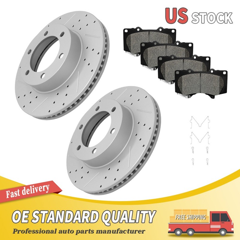 Front Drilled Brake Rotor Ceramic Brake Pads For Toyota Sequoia Tundra 2000-2007