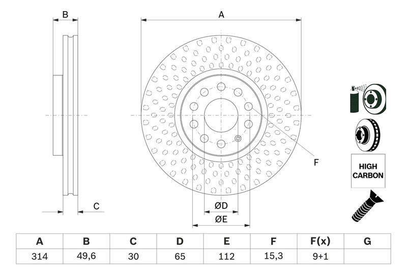 2x Brake Discs Pair Vented fits SEAT ALHAMBRA 71, 710 2.0 Front 10 to 20 314mm gallery