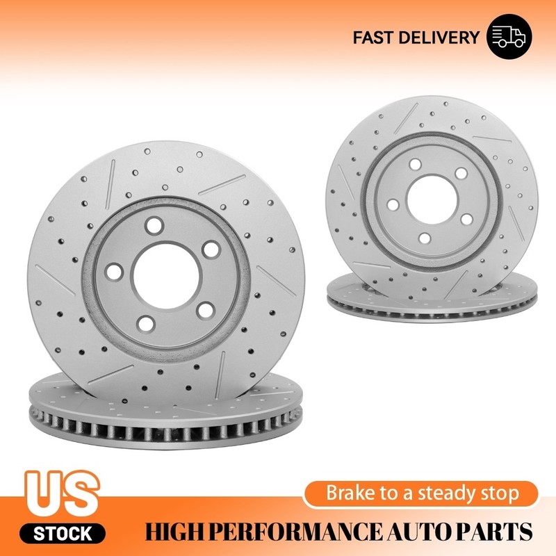 Front Rear Drilled Slotted Disc Brake Rotors for 2005-09 2010 Ford Mustang 4.0L