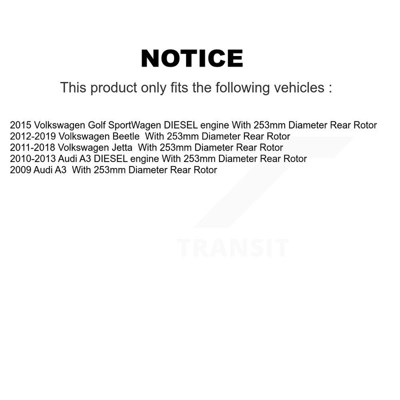 Rear Disc Brake Rotors And Semi-Metallic Pads Kit For 2011-2018 Volkswagen Jetta gallery