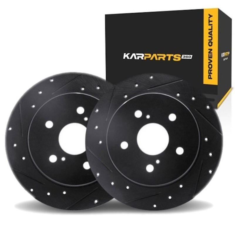 For Lincoln Continental 2017 18 19 2020 Rotor Set | Black | Drilled And Slotted