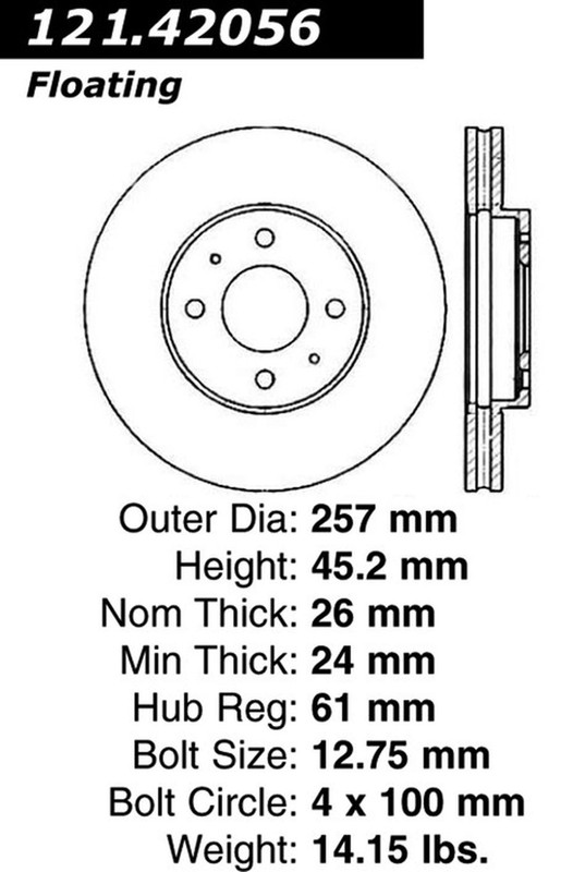 Centric Parts 121.42056 C-Tek Standard Brake Rotor For 91-05 Almera NX Sentra gallery