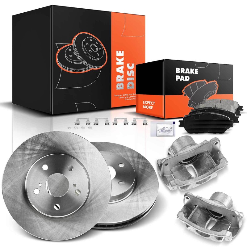 Front Disc Brake Rotors & Pads + Calipers for Toyota Camry 05-06 Avalon 05-07
