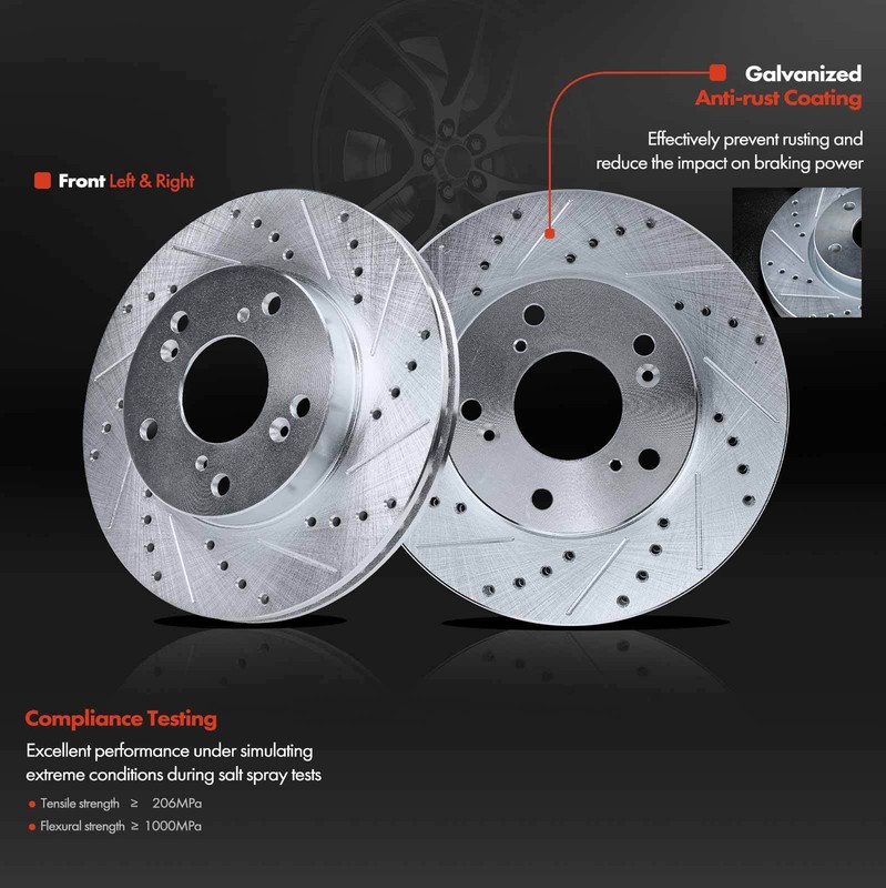 Front Drilled & Slotted Brake Rotors for Honda Civic 2012-2015 Acura ILX 13-15 gallery