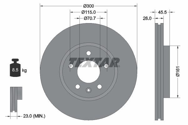 2 x brake disc Textar 92205605 for Opel Astra J gallery