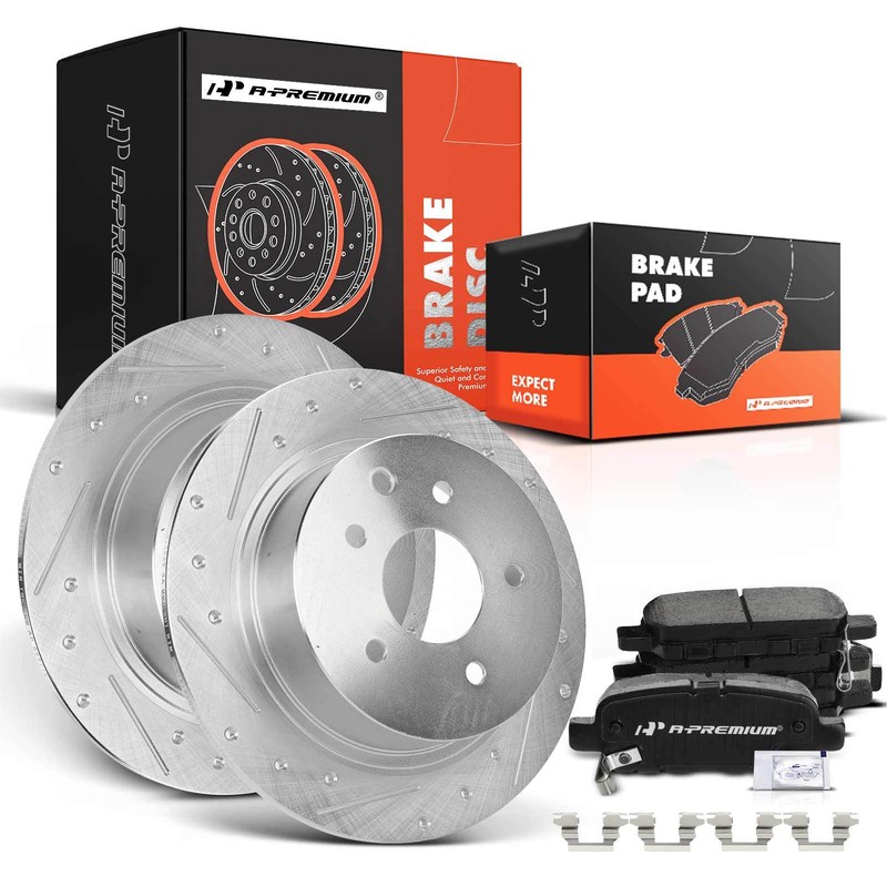 A-Premium Rear Drilled Brake Rotors & Ceramic Pads for Nissan Altima 02-20 Juke