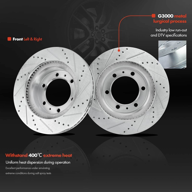 Front Drilled Slotted Brake Rotor Ceramic Pads for Toyota 4Runner FJ Cruiser gallery