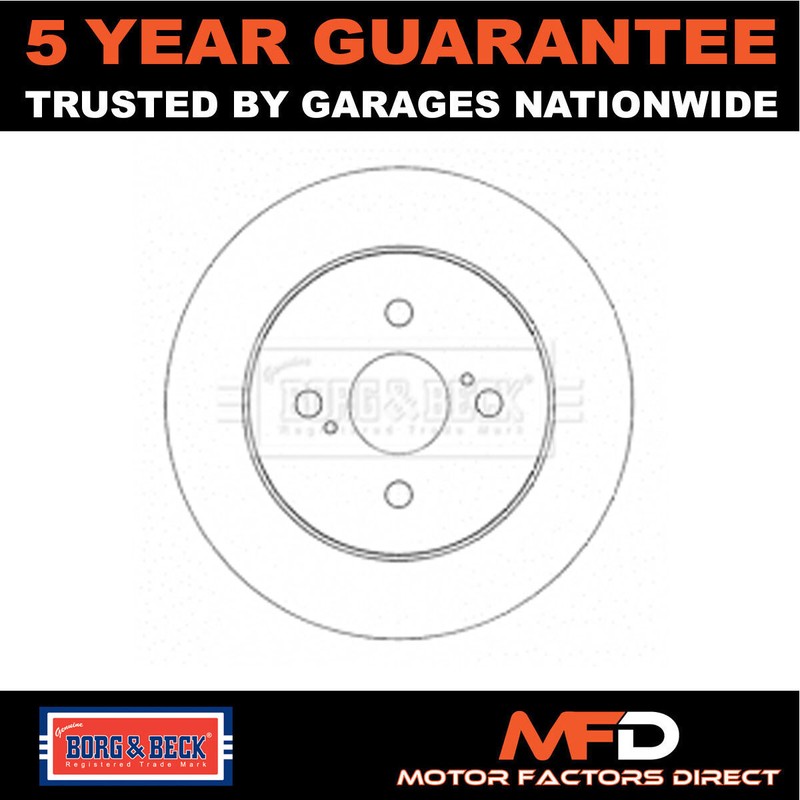 Fits Toyota Yaris iQ 1.0 1.3 1.4 D 1.8 1x Brake Disc Rear Borg & Beck