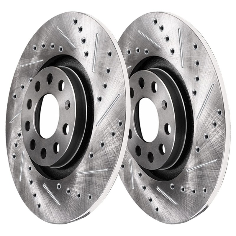 Rear Drilled Brake Rotors + Ceramic Pads for 2007 2008 Volkswagen Eos gallery