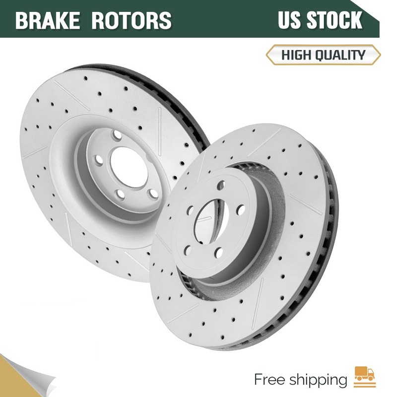 2Pcs Front Drilled Brake Rotors for 2015 – 2020 2021 2022 2023 Ford Mustang