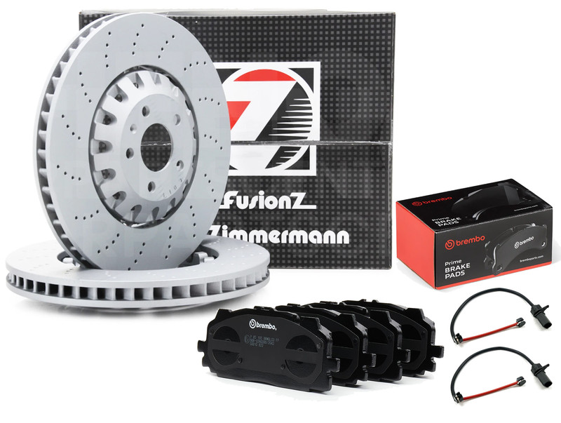 2x Zimmermann 100.3384.70 Front Brake Discs Brembo Pads Fits Audi RS4 RS5 375mm