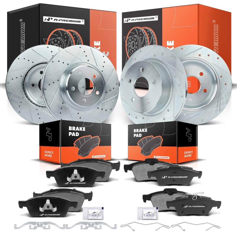 Drilled Rotors & Brake Pads Front & Rear for Ford Escape 13-16 Transit Connect