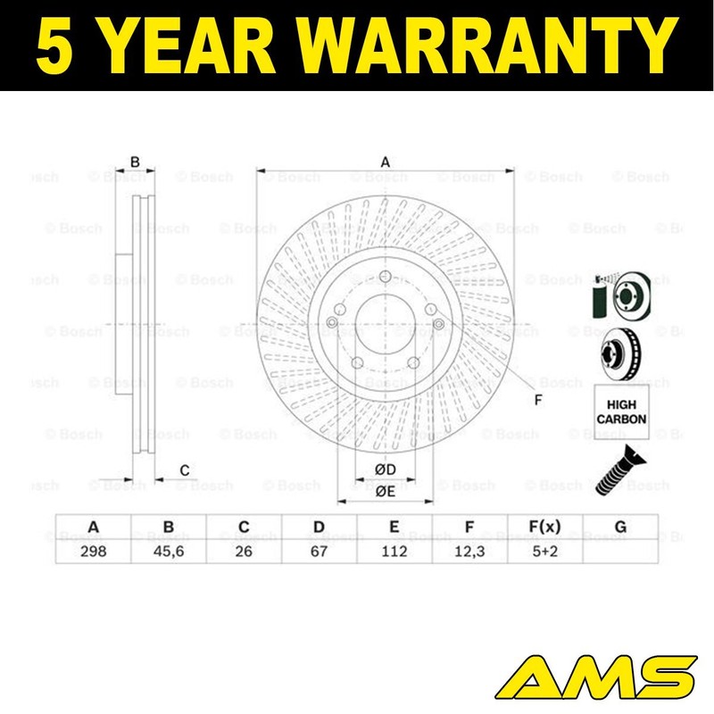 Fits Ssangyong Korando 2010-2024 Torres 2022-2024 Brake Disc Front AMS