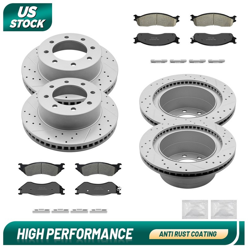 Front and Rear Brake Disc Rotors + Ceramic Pads For Ram 1500 2500 3500 2003-2008