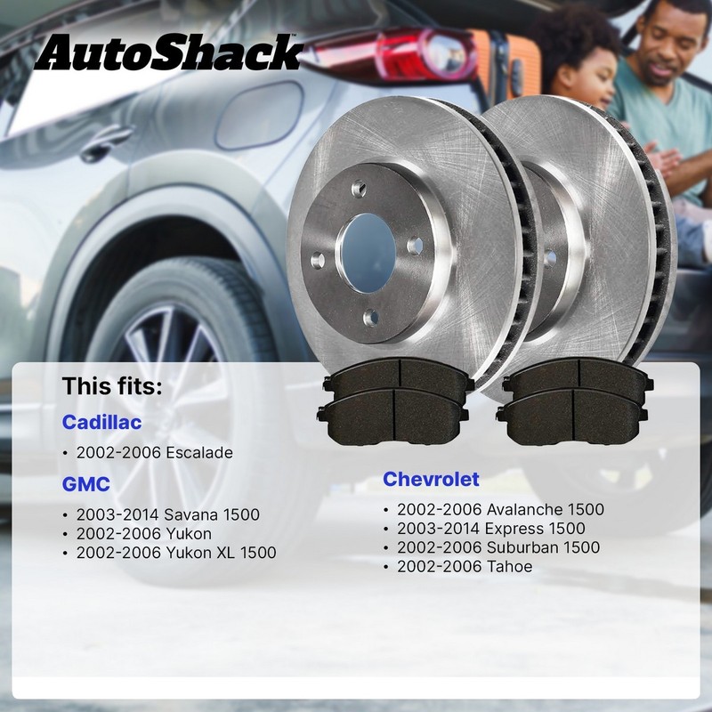 Rear Brake Rotors Ceramic Pads for Chevrolet, Tahoe 2002-2006, RWD V8 4.8L 5.3L gallery