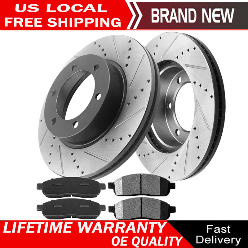 4WD Front Disc Rotors + Brake Pads Kits for 2004-2008 Ford F-150 Lincoln Mark LT