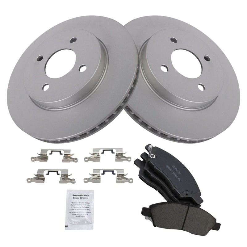 TRQ Front Premium Posi Ceramic Brake Pad & Coated Rotor Kit for Nissan Versa gallery
