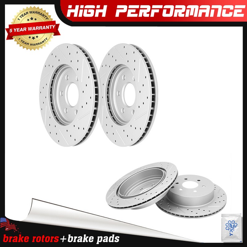 Front & Rear Drilled Slotted Rotors For 2005 2006 2007 2008 – 2012 Pathfinder