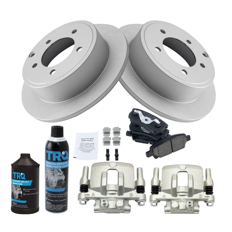 TRQ Rear Brake Pad & Rotor Kit Ceramic Rear Fits Chrysler Dodge Jeep Mitsubishi gallery