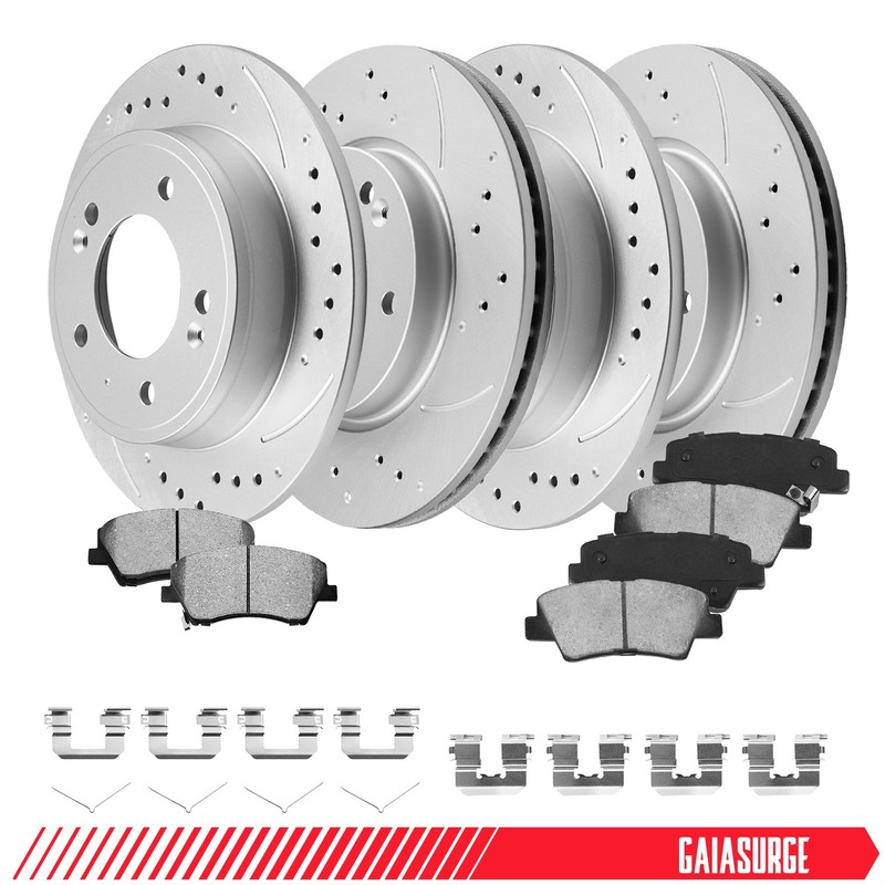 Front & Rear Drilled Rotors + Ceramic Brake Pads for 2017 – 2020 Hyundai Elantra