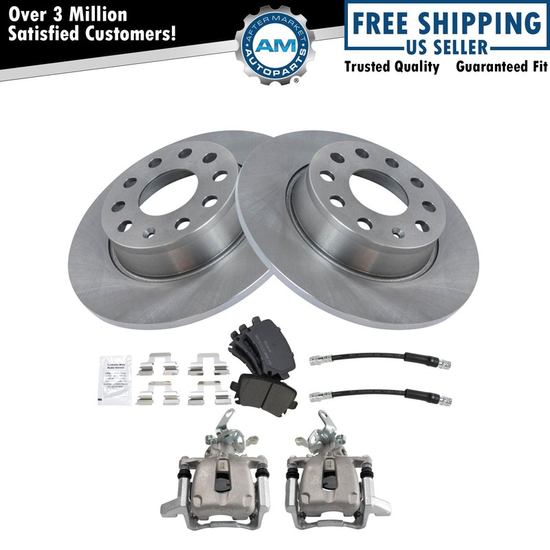 Rear Brake Pad & Rotor Kit Semi-Metallic For 2010 Volkswagen Jetta