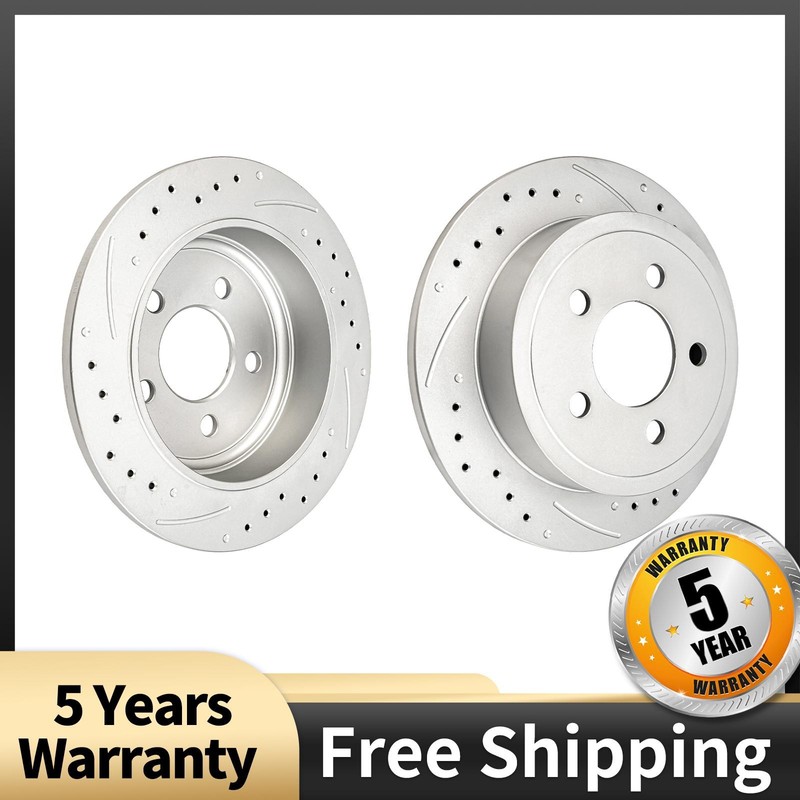 Rear Drilled Slotted Brake Rotors Fits 2003-2007 Liberty and 2003-2006 Wrangler