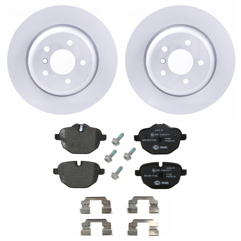 Hella Rear Rotors Low-Met Disc Brake Pad Kit For F10 528i 535i xDrive Base