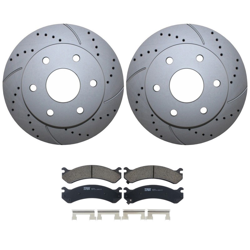 Front Brake Kit 305mm Drilled Rotors TRW Ceramic Pads For Silverado Sierra 1500 gallery