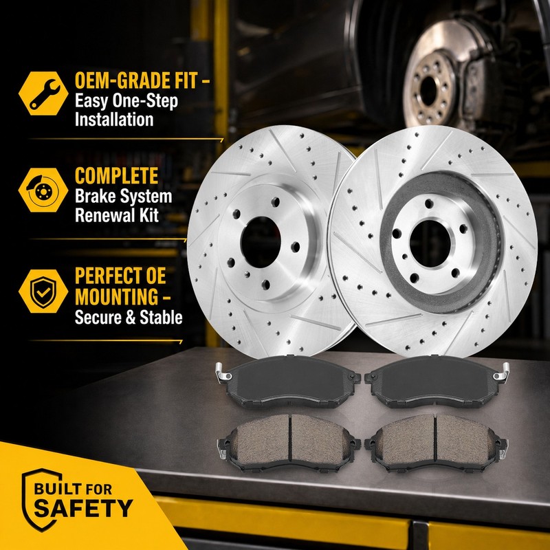 12.6" Front Drilled Rotors + Brake Pads for Nissan 350Z 370Z Infiniti G35 G37 gallery