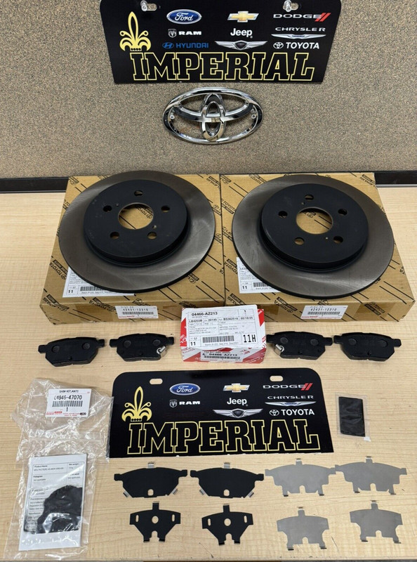 2012-2015 TOYOTA PRIUS PLUG-IN REAR BRAKE KIT OEM ROTORS TCMC PAD KIT & SHIM KIT