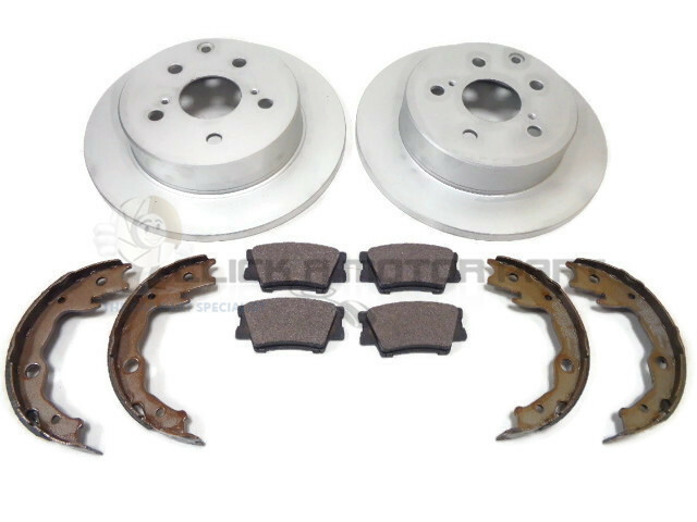 REAR 2 BRAKE DISCS AND PADS & HANDBRAKE SHOES SET FOR TOYOTA RAV4 RAV 4 06-18
