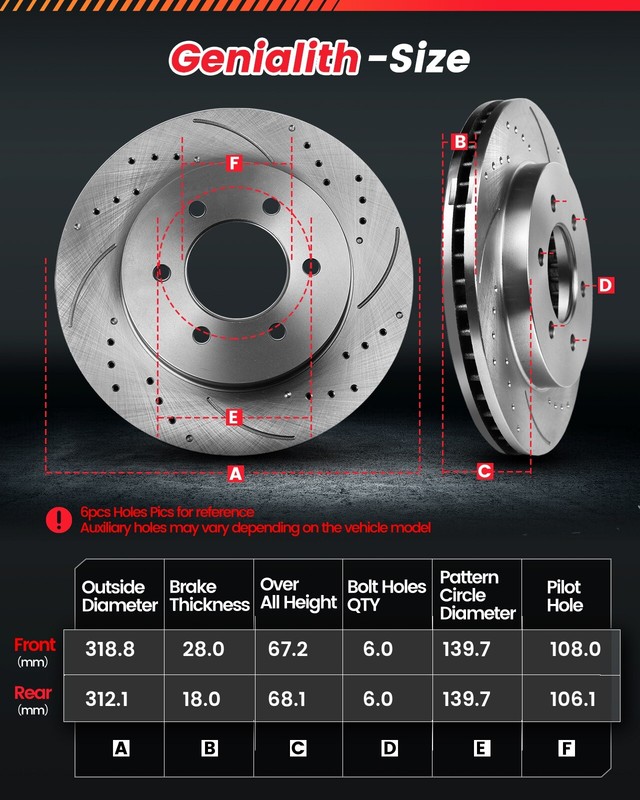 For 2003-2009 Toyota 4Runner Front Rear DRILLED Rotors + Ceramic Brake Pads gallery