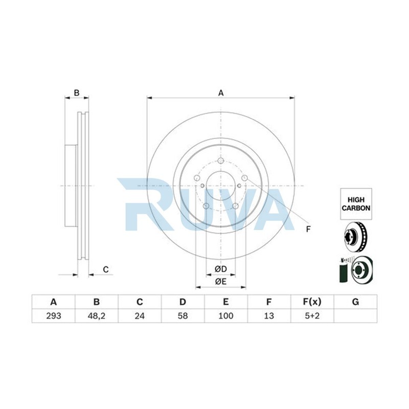 Fits Subaru XV 2017-2024 1.6 2.0 Ruva Front Brake Disc 26300FL010