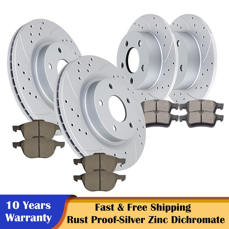 278mm Front 271mm Rear Brake Disc Rotors and Ceramic Pads for 2012-18 Ford Focus