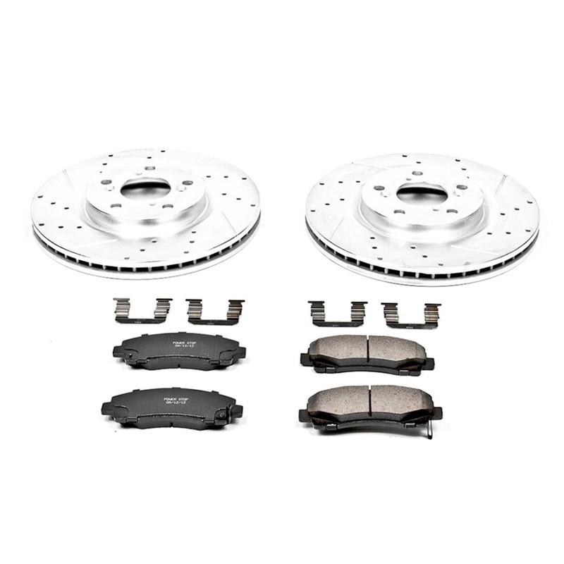 Powerstop Front 2 Wheel 320mm Brake Discs Calipers Pads Kit for 2009-14 Acura TL gallery