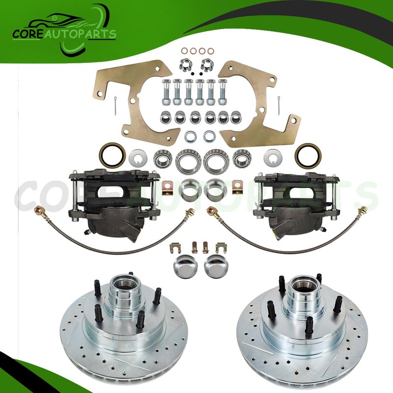 For 1948-1956 Ford Drilled/Slotted,5×5-1/2 Inch,Half Ton Deluxe Disc Brake Kit,