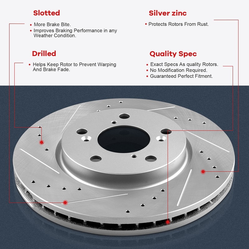 For Honda Odyssey Drilled Brake Rotors And Ceramic Brake Pads Kit Front & Rear gallery