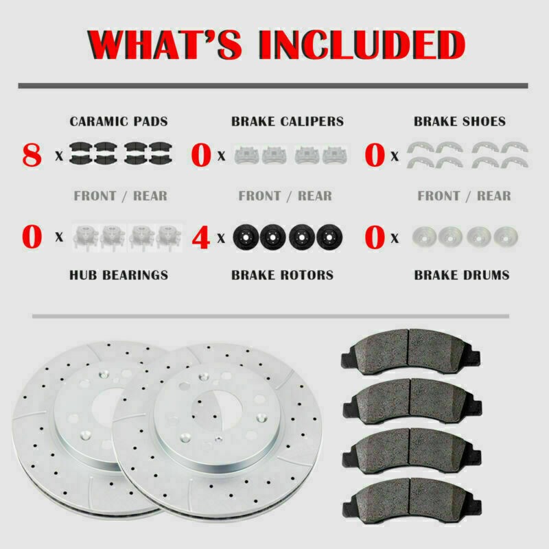 321mm Front and Rear Brake Discs Rotor and Ceramic Pad Fit Chevy Equinox Terrain gallery