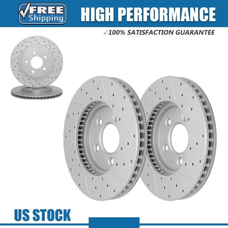 293mm Front 300mm Rear Drilled Brake Rotors For Ford Mustang Base 4.0L 2005-2010
