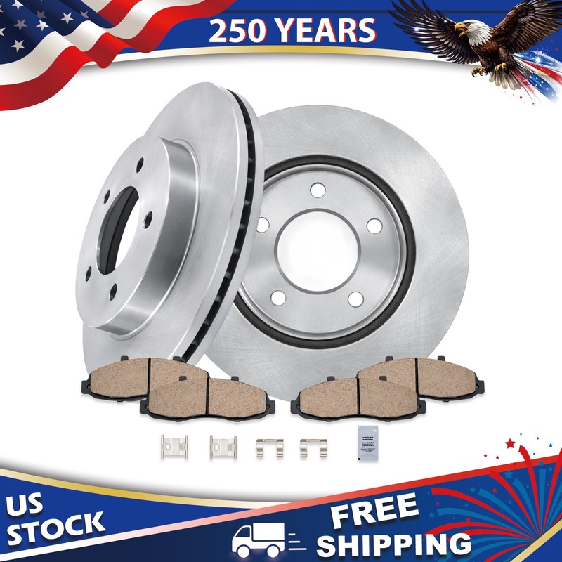 12.13″(308mm) Front Disc Rotors Brake Pads for 1997-2003 Ford F-150 4×4 5 Lug