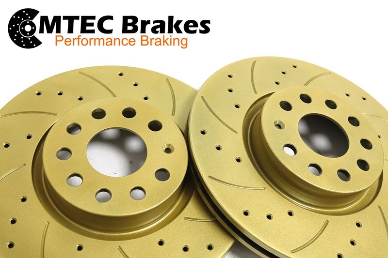Volvo C30 2.0D 07-10 Front Brake Discs Gold Pierced Grooved MTEC gallery