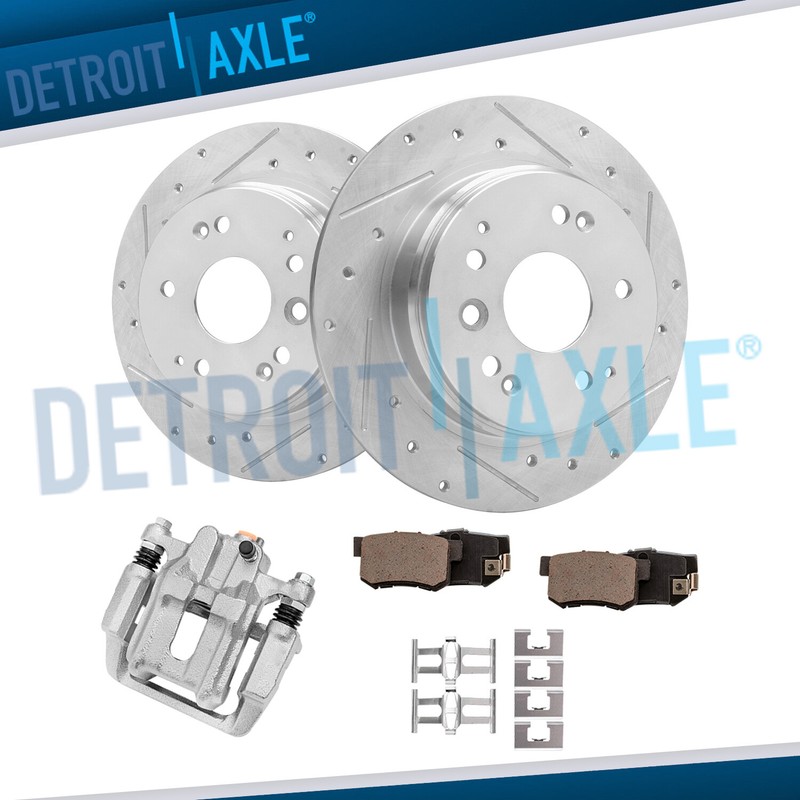 Rear Drilled Rotor Right Caliper Brake Pad for 2004-2008 Acura TL Honda Element